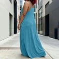 thumbnail image 5 of Karymi Sundress Solid Color Maxi Dress, Casual V-Neck Spaghetti Strap Loose Long Dress with Side Pockets, Flowy Sleeveless Summer Cami Dress Dresses for Women, 5 of 5