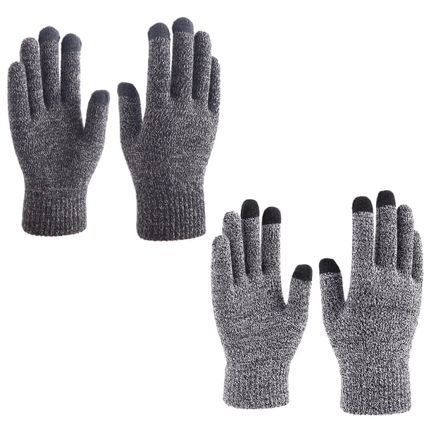 2 pares de guantes de invierno para mujer con pantalla táctil, cálidos guantes de punto con forro polar y puños elásticos, guantes de invierno para enviar mensajes de texto 943