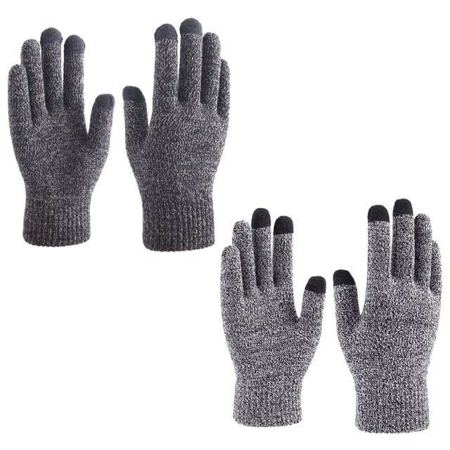 2 pares de guantes de invierno para mujer con pantalla táctil, cálidos guantes de punto con forro polar y puños elásticos, guantes de invierno para enviar mensajes de texto 943