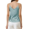 thumbnail image 3 of Camiseta de tirantes de satén para mujer, top de cuello en V, blusa casual y formal, camisa de capa 2026 M gris azul, 3 of 6