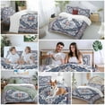 thumbnail image 5 of Bohemian Bedding Duvet Cover Set Full Size 4 Pieces Vintage Tribal Boho Floral Monaco Ethnic Style Blue Bedding Set with Zipper Closure, 1 Comforter Cover 86x86 Inches 1 Flat Sheet & 2 Pillow Cases, 5 of 7