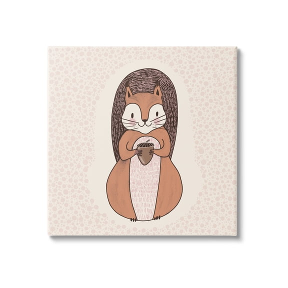 Stupell Industries Squirrel With Acorn Patterned Shapes Woodland Animal Graphic Art Gallery Wrapped Canvas Print Wall Art, Design by Birgit Maria Kiennast