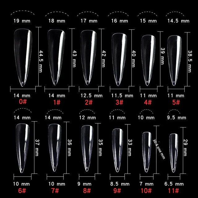 Puntas de uñas estilo hada estilo europeo americano cuadradas con forma de cono ovaladas puntiagudas transparentes de tamaño medio completo 240 piezas