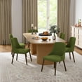 thumbnail image 2 of Velvet Dining Chairs Armless Side Chairs Set of 6 Upholstered Solid Wood Legs Living Room Kitchen Restaurant Green, 2 of 8