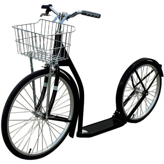 Amish-Made Deluxe Kick Scooter Bike - 24" Front Wheel 20" Rear Wheel -Adult Size Black