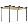 thumbnail image 1 of Gymax Auvent Rétractable en Aluminium pour Pergola Extérieure 10 x 13 Pi Abri Treillis à Vignes Beige, 1 of 10