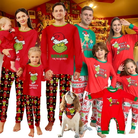 

LUXI Christmas Family Pajamas Holiday Christma Pajama Family Matching Pjs Set Sleepwear Elk Xmas Jammies