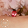 thumbnail image 2 of Rare Padparadscha Sapphire Solitaire Engagement ring, Genuine Lab Grown Oval 3 Carats 8*10 Sunset Orangy Pink Sapphire, September Birthstone, 2 of 3