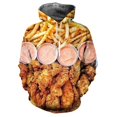 thumbnail image 3 of Sudadera con capucha con estampado 3D de hamburguesas y patatas fritas, moda informal, divertida, con patrón de comida rápida, sudaderas con capucha para hombre, manga larga, abrigo de gran tamaño, 3 of 5