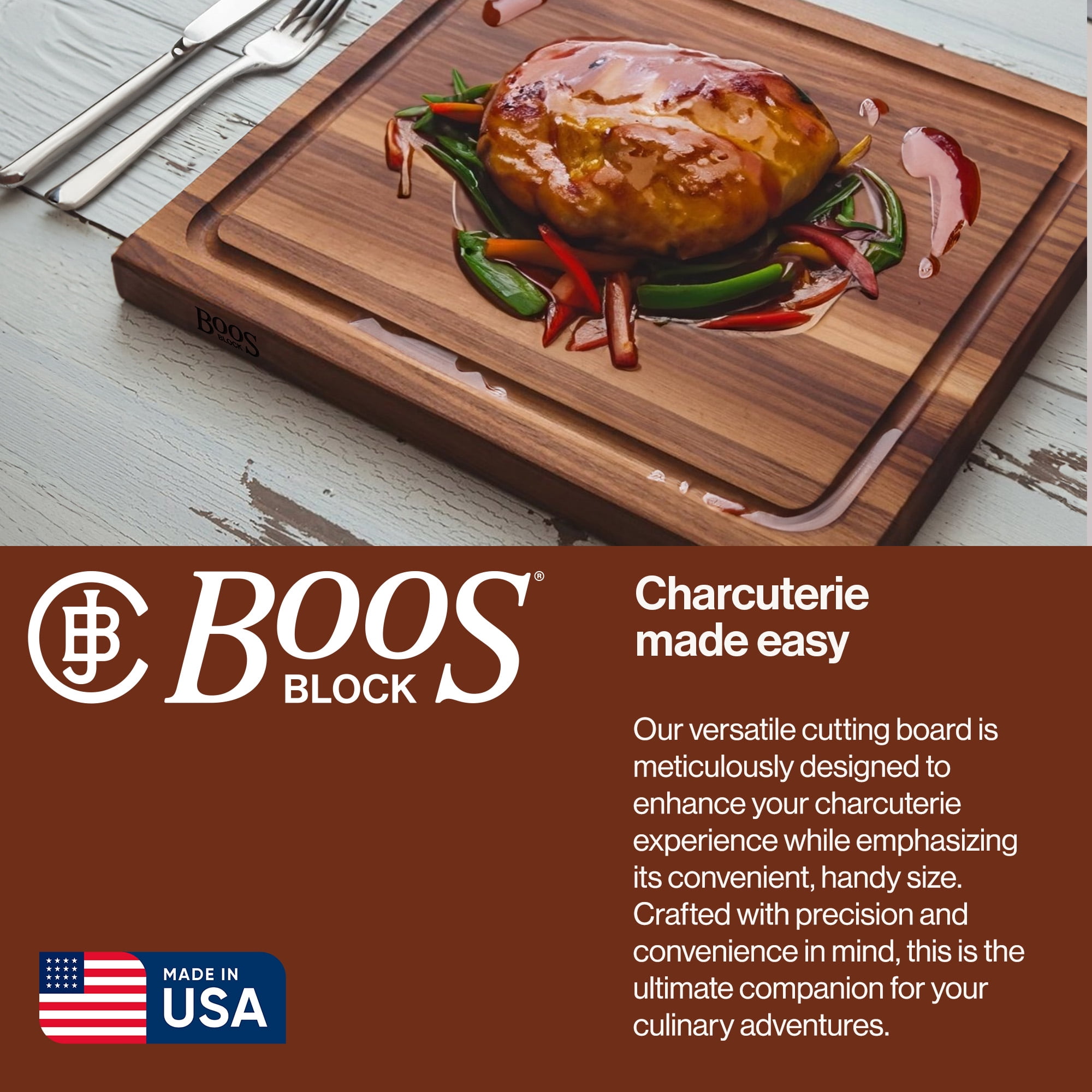 John Boos Walnut Wood Juice Groove Cutting Board w/Boos Block Cream, 3 Pack