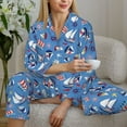 thumbnail image 6 of Saiise Colorful Sailing Ship Print Women Soft Pajama Sets,Long Sleeve Sleepwear Button Up 2-Piece Pjs Lounge Sets-Small, 6 of 7