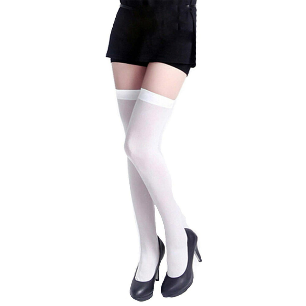 Angelique Angelique Womens Full Figure Plus Size Nylon Opaque Thigh High Stockings Tights