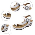 thumbnail image 4 of Rokment Sparkly Rhinestones Orthopedic Flip Flops Walking Sandals for Women Comfortable Leather Arch Support Platform Wedge Dressy Summer Shoes White Size 6.5, 4 of 5