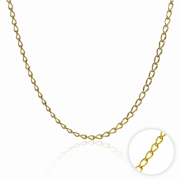 JeenMata 18 Inch Yellow Gold Plated Chain Necklace - Adjustable Fashion Necklace