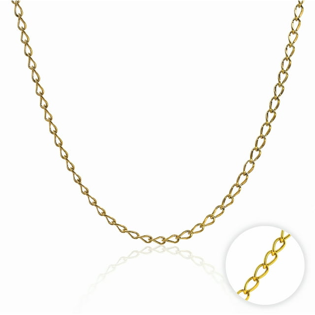 JeenMata 18 Inch Yellow Gold Plated Chain Necklace - Adjustable Fashion Necklace