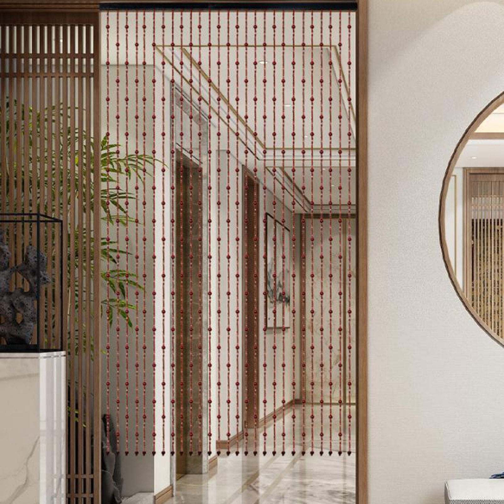 Beaded Door Curtains,90*180cm Natural Wood Beaded Curtain,Doorway Room Divider Door Curtain Screen Panel,Indoor Decorative Divider Curtains