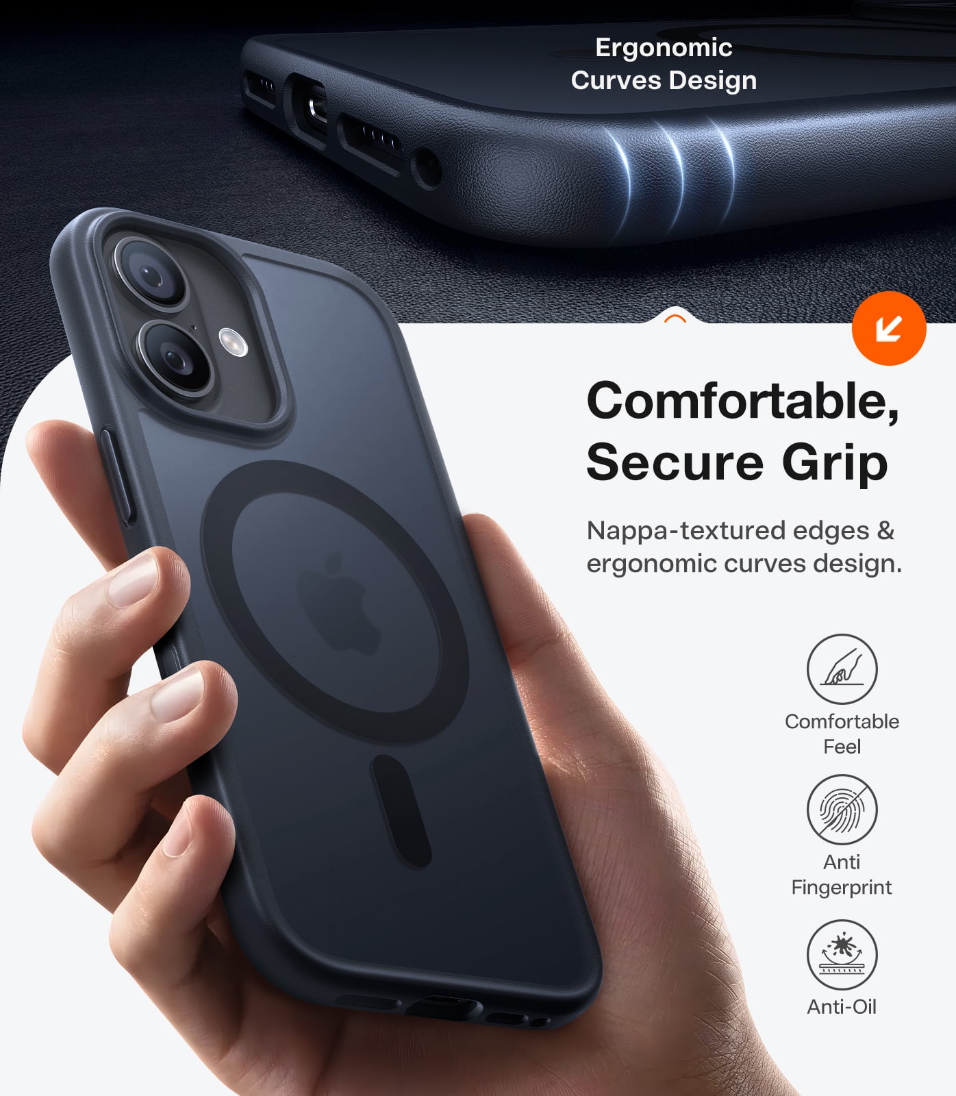 TORRAS Guardian Mag for iPhone 17 Case, Shockproof,Military Grade Drop Protection, Compatible with MagSafe, Translucent Matte Slim Case ,6.3″,Black