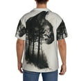 thumbnail image 3 of Xecao Double Exposure Cat Forest Pattern Men's Short-Sleeve Cuban Collar Button-Down Shirt with Chest Pocket Lightweight Tropical Vacation Shirt-Small, 3 of 5