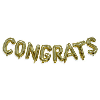Way to Celebrate Party "CONGRATS" Alphabet Foil Balloon Banner Gold Color - 1 Set/Pack