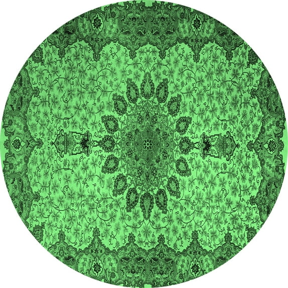 Ahgly Company Indoor Round Persian Emerald Green Traditional Area Rugs, 4' Round