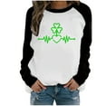 thumbnail image 2 of Mikilon Women's Spring Patchwork St. Patrick's Day Printed Long Sleeves Round Neck Casual Tee Tops, 2 of 4
