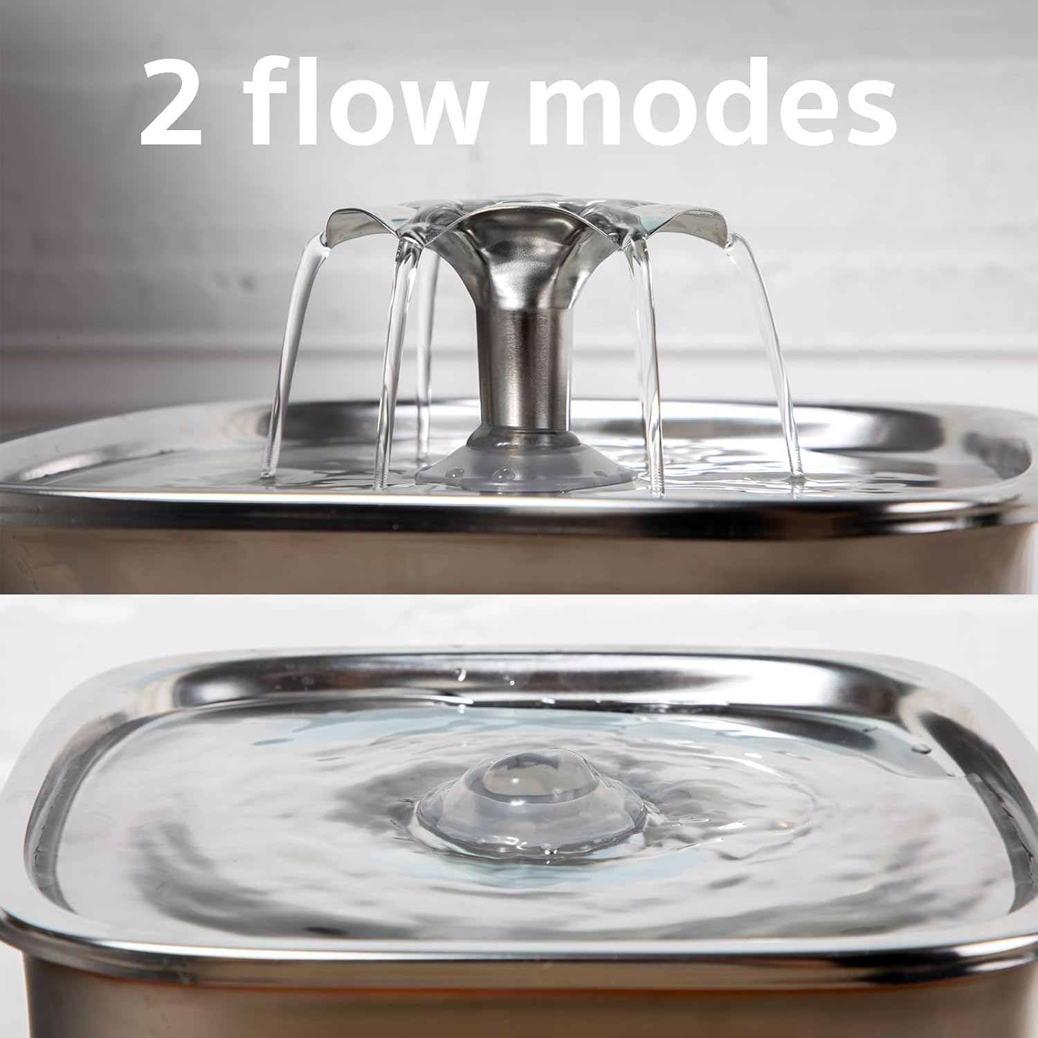 Automatic Pet Water Fountain with Stainless Steel Design, 108oz/3.2L Dispenser Includes Replacement Filters & Silicone Mat for Cats and Dogs