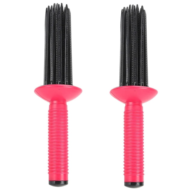 2Pcs Hair Curling Roll Comb Round Brush Plastic Teeth Styling Tools for Hair Salons Home Travel