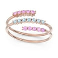 thumbnail image 2 of 0.25 T.C.W Round Shape Aquamarine & Pink Sapphire Gemstone Elegant Wedding Eternity Band for her Solid 14K Rose Gold Size 5.5 by Diamond-Capitals, 2 of 6