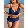 thumbnail image 2 of Bikini Sets for Women Scalloped Trim Swimsuits High Waisted Tummy Control Two Piece Bathing Suits 2025, 2 of 6