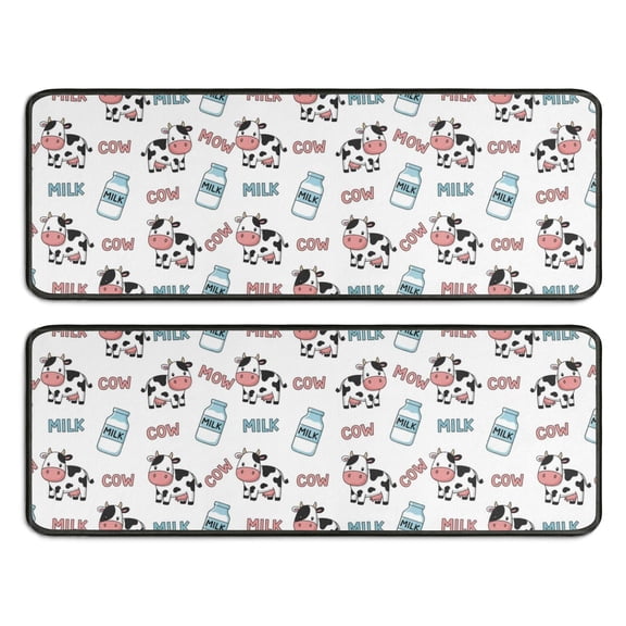 Kitchen Rugs Sets Of 2,White Cow Milk Pattern Anti Fatigue Kitchen Mat Rugs Non Slip Washable,Decorative Kitchen Floor Mats for Kitchen,Sink,Laundry,17"x47" 17"x47"