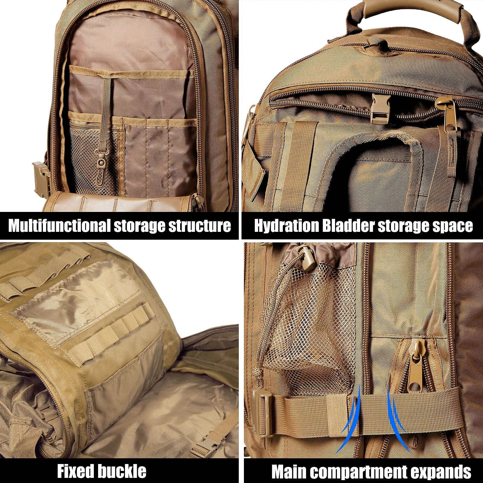 WolfWarriorX Water-Resistant 40 L Backpacking Backpacks, Beige