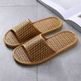 thumbnail image 2 of NOKIO Women Spring Summer Rattan Flip Flops Slipper Boho Flat Slide Sandals Casual Summer Beach Shoes Female Rattan Grass Woven Household Indoor Couples Soft Sole Silent Floor Linen Slippers, 2 of 8