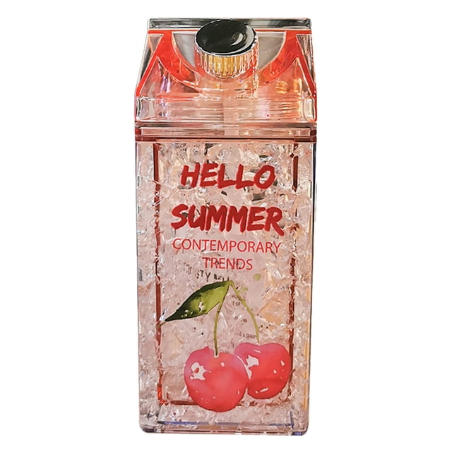 Botella de agua de cartón de leche de 14 oz - Doble pared, relleno de refrigerante - A prueba de fugas, para deportes al aire libre, viajes y camping, mantener las bebidas frías