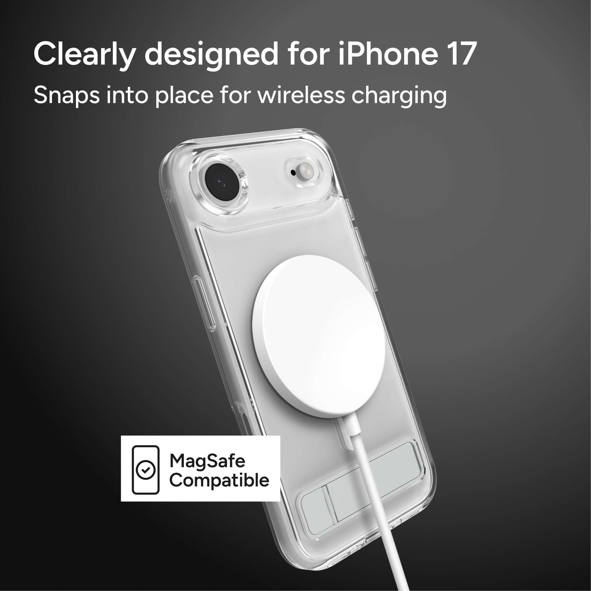 ZAGG Clear Snap with Kickstand - Apple iPhone Air Clear Case with MagSafe and Built-In Kickstand