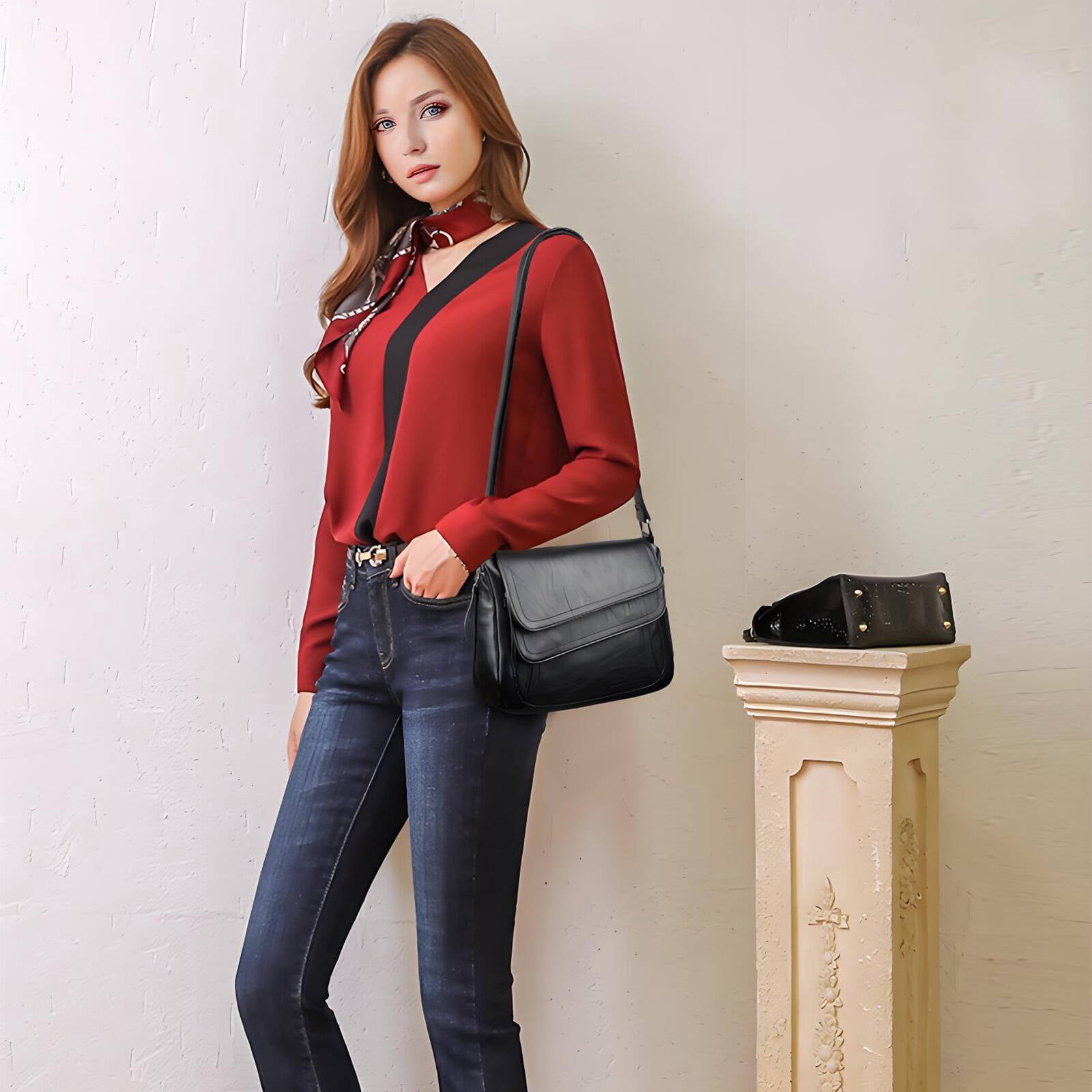 GASTROPOD Purses for Women Side Zipper Pockets Cross Body Bag for Woman Convenient Pocket Design Shoulder Bag for Women Black
