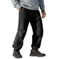 thumbnail image 2 of WIZUTIZ Men's Fleece Lined Hiking Pants Waterproof Polyester Shell Elastic Drawstring Waist Relaxed Fit Winter Outdoor Cargo, 2 of 8