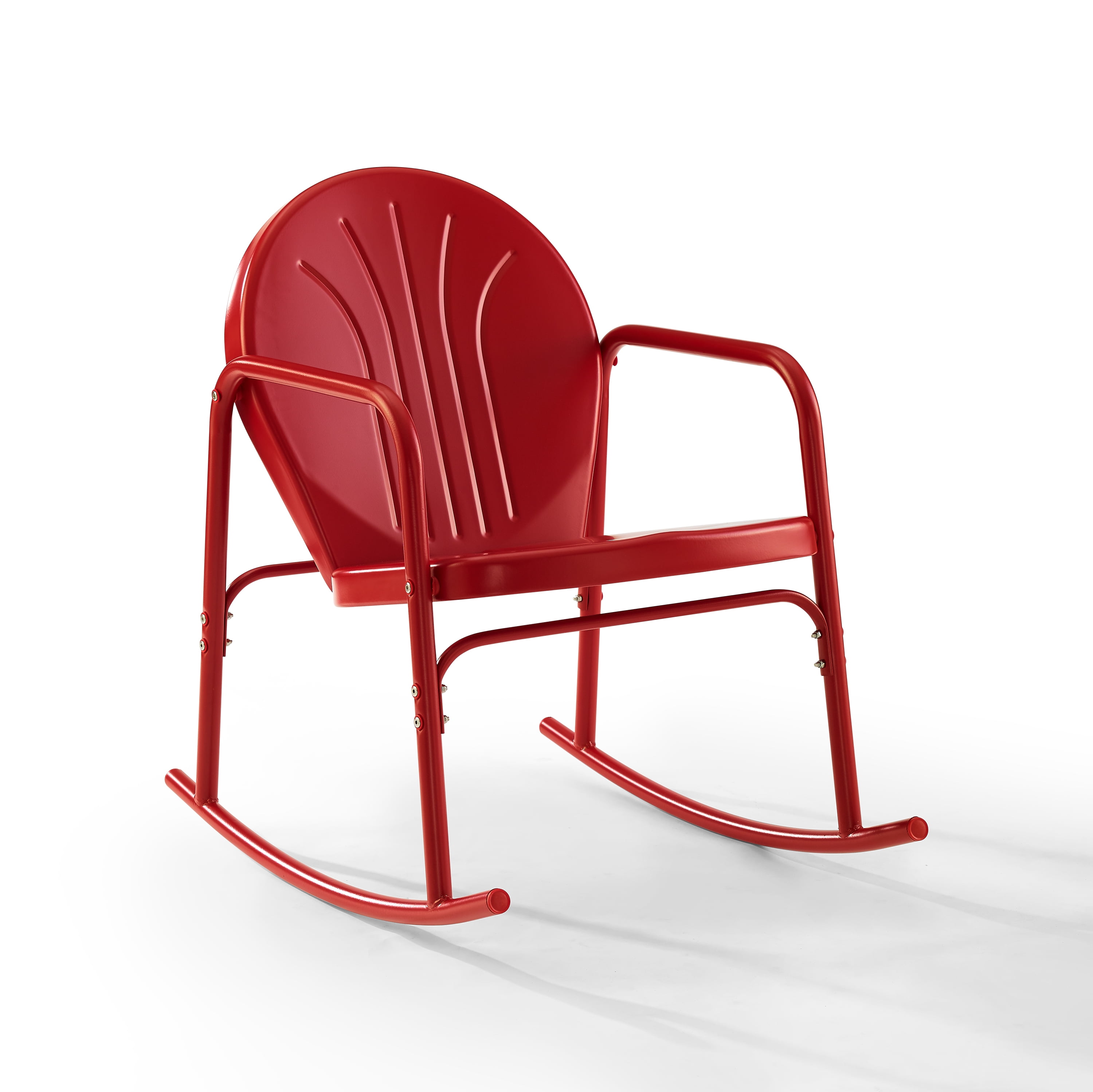 red metal rocking chair