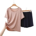 thumbnail image 4 of Ohufall Women Pajama Sets Polka Dol Short Sleeve Crew Neck Top Comfort Soft Summer Shorts Pajama Set, 4 of 4