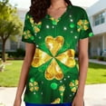 thumbnail image 2 of Yxbdin Plus Size St Patricks Day Shirt Women Fashion Irish Printed Short Sleeve Nursing Uniform Loose Fit V Neck Scrubs Shirts with Pockets Green*2 S, 2 of 7