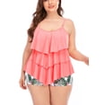 thumbnail image 1 of Bescott Plus Size 2 Piece Flounce Swimwear Swimsuit for Women Tummy Control Bathing Suits Tankini Tops Maternity, 1 of 5