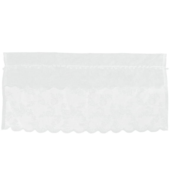 EXHUMKY Lace Tie-Up Balloon Shade Window Valance in White for Kitchen Living Room Bedrooms