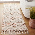 thumbnail image 2 of SAFAVIEH Moroccan Tassel Larry Geometric Shag Runner Rug, Ivory/Brick Rust, 2'3" x 8', 2 of 7