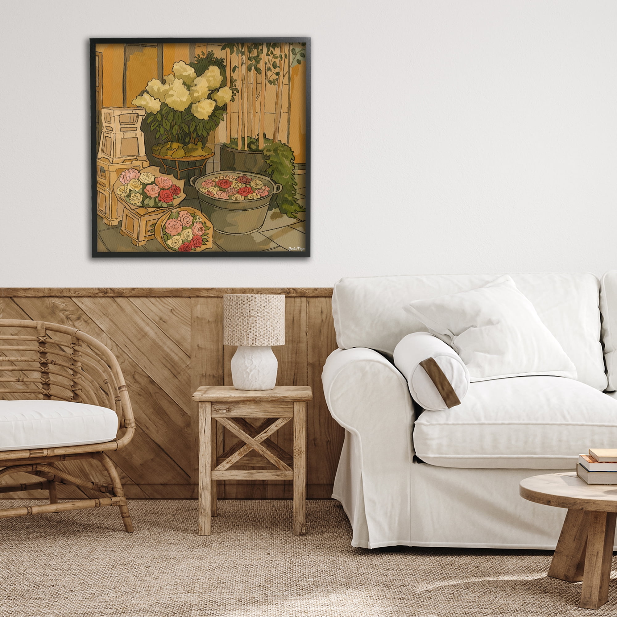 Stupell Industries London Town Flowers Black Framed Giclee Art, design by Amelia Noyes
