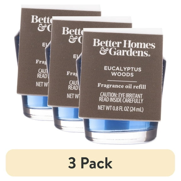 (3 pack) Better Homes & Gardens Aroma Accents Oil Refill 24 mL, Eucalyptus Woods