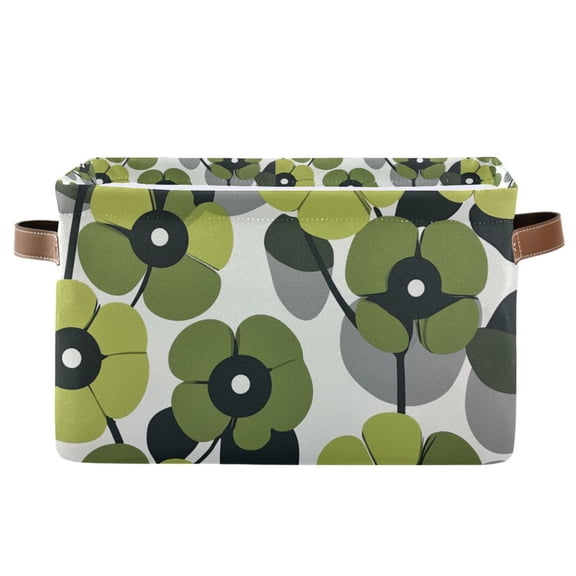 Yayeee Canvas Storage Basket with Handles for Shelves Fabric Bins Closet Organizer, Gray Floral