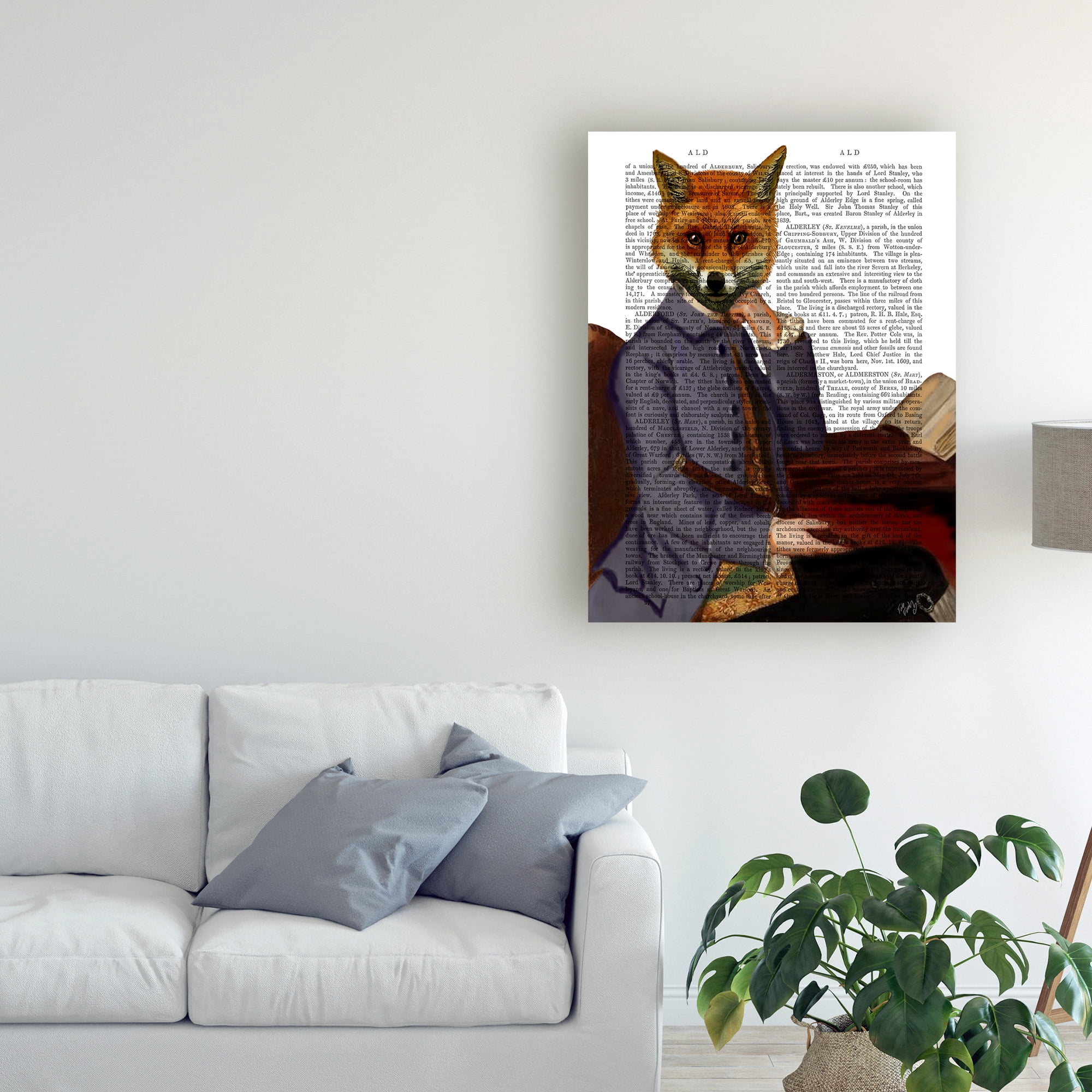 Trademark Fine Art 'Fox With Flute' Canvas Art by Fab Funky