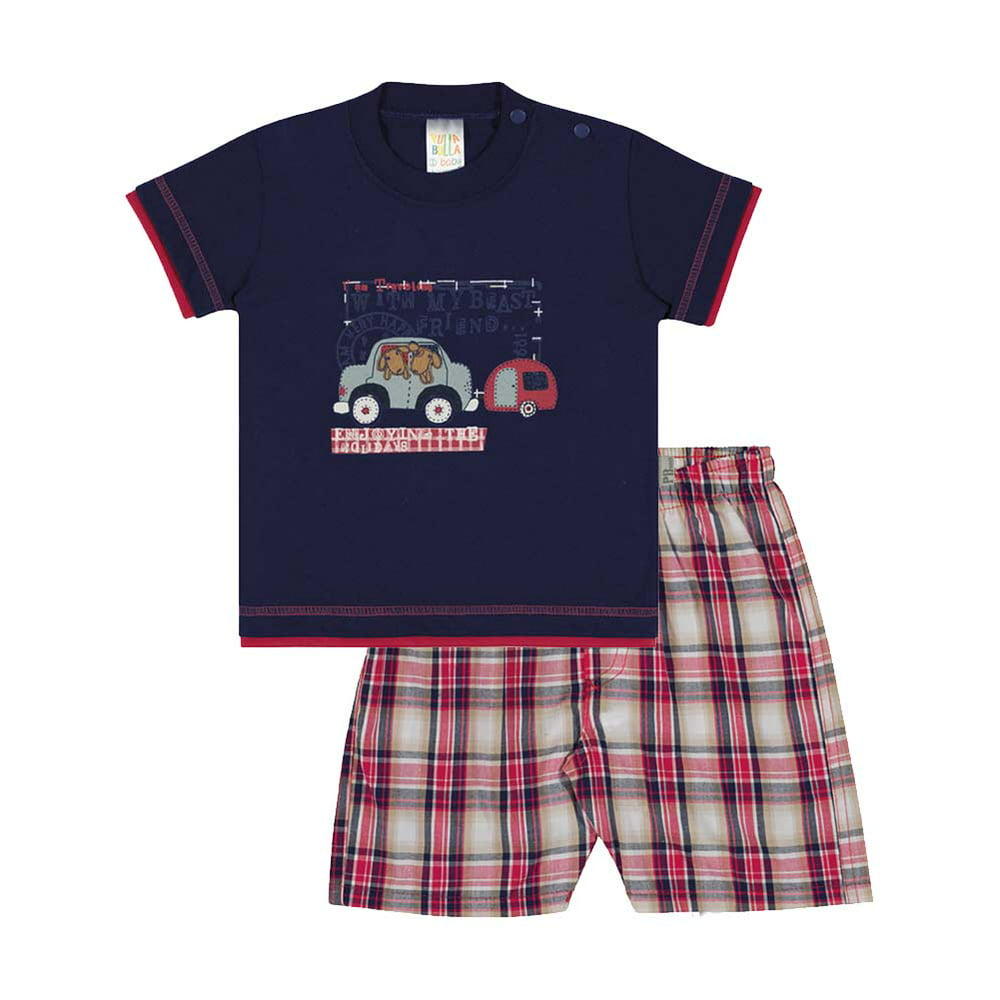 Pulla Bulla - Baby Boy Outfit Infant Shirt and Plaid Shorts Set Pulla ...