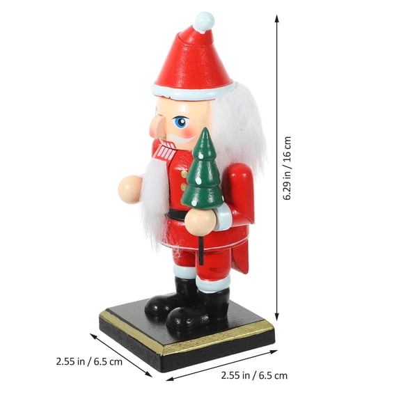 GAXIRE Wooden Santa Claus Nutcracker Christmas Table Decoration Ornament with Red Finish for Holiday Home Decor