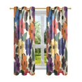 thumbnail image 7 of Yayeee Window Curtains Set of 2 for Living Room Light Filtering 63"x42", Large Colorful Flowers Pattern, 7 of 7