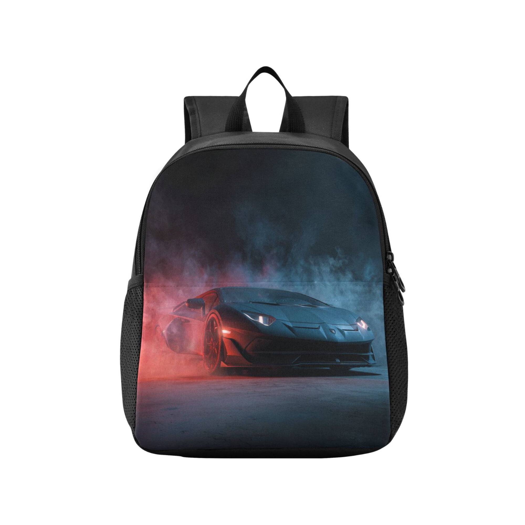 Toddler Backpack Hyper-realistic Black Racing Car Waterproof Lightweight Backpack Casual Mini Daypack for Daycare & Travel